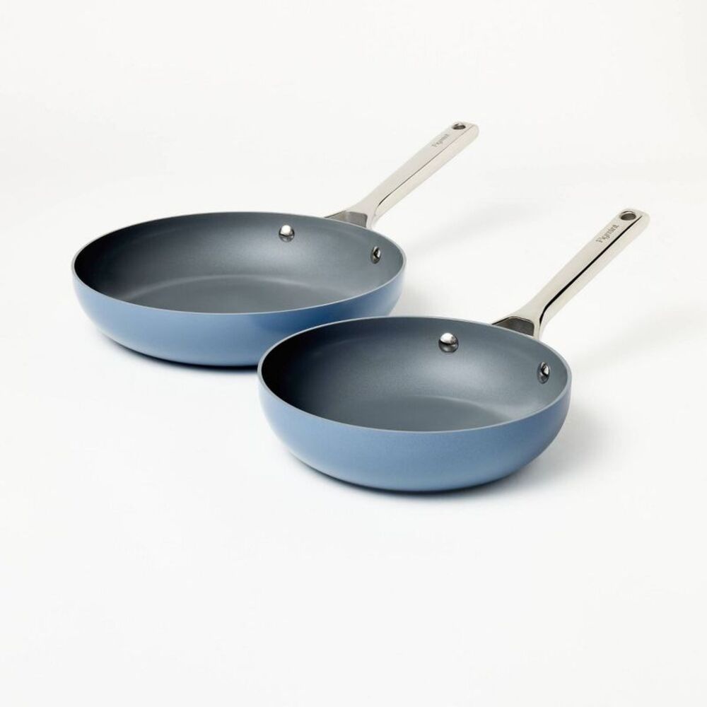 2pk (8" & 10") Nonstick Ceramic Coated Aluminum Frypan Set Blue - Figmint